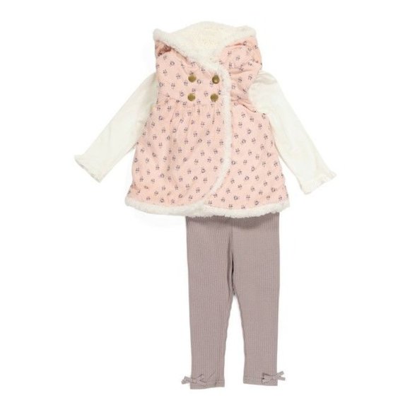 Aspen Other - ASPEN Infant Girls 3pc Hooded Vest & Leggings Set Size 24M